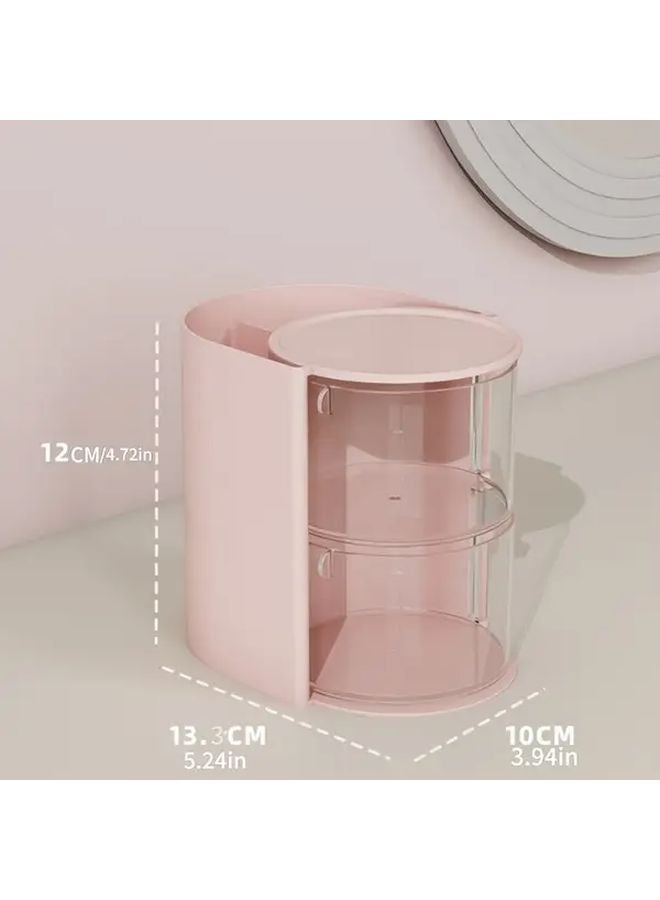 Pink 2 Layer Rotating Hair Accessory Organizer for Jewelry and Makeup Brushes - Image 3